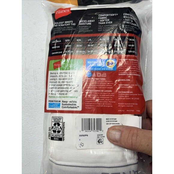 Hanes Men's Value Pack Briefs 6 Pack Size 28-30 White - Picture 3 of 5